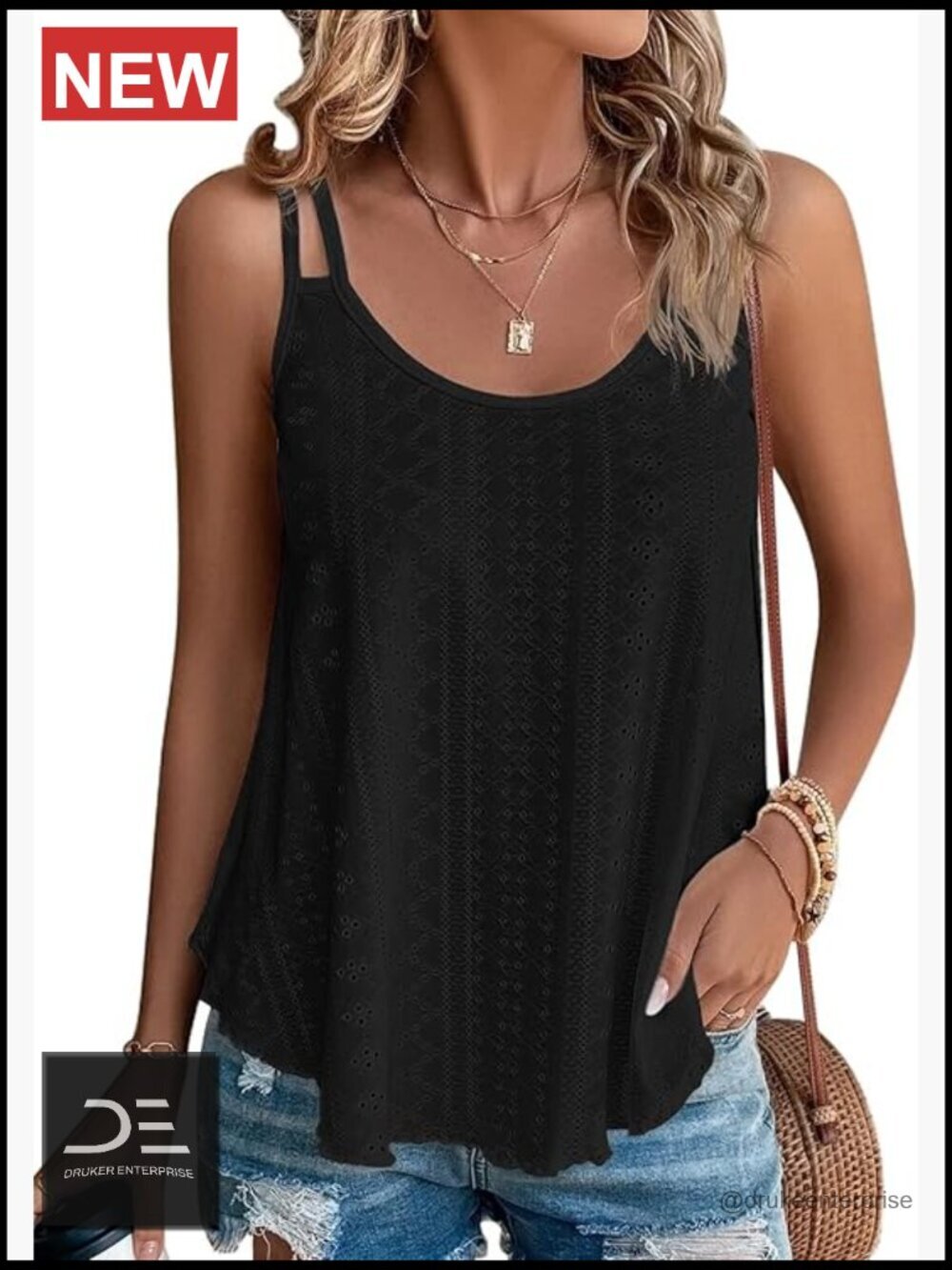 Sleeveless Summer Tank Top Loose Fit Spaghetti Strap Blouse Beach Vacation